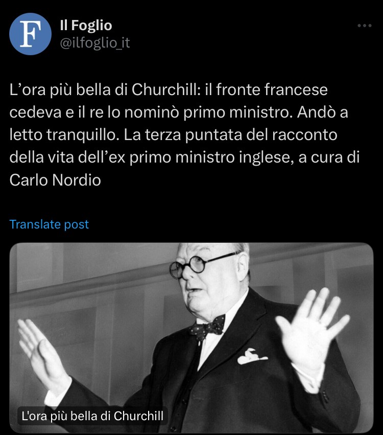 Terza puntata con Churchill su Il&nbsp;Foglio
